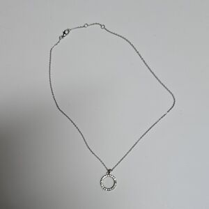18 inch Chain, Silver Circle Pendant Necklace